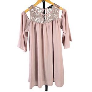 Heart Soul Pink 3/4 Sleeve Embellished Tunic